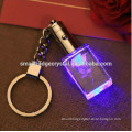 Wholesale 3d laser Crystal keychain Flash LED Light Keychain with Rose Flowers